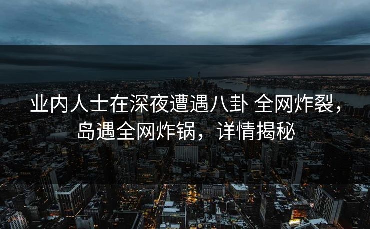 业内人士在深夜遭遇八卦 全网炸裂，岛遇全网炸锅，详情揭秘