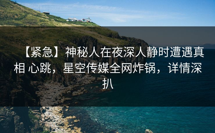 【紧急】神秘人在夜深人静时遭遇真相 心跳，星空传媒全网炸锅，详情深扒