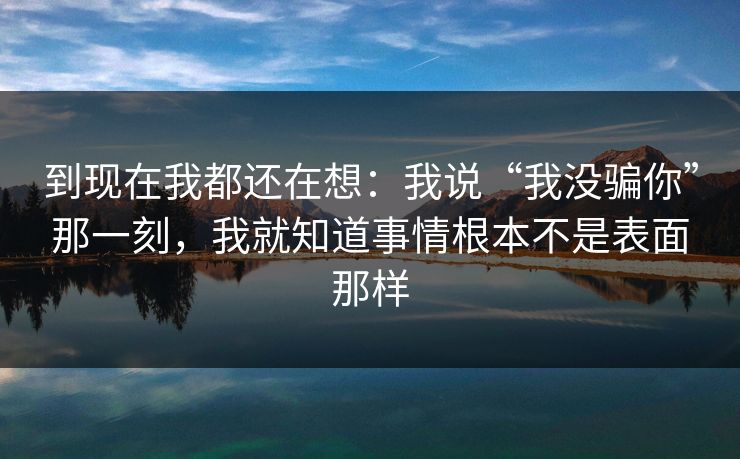 到现在我都还在想:我说“我没骗你”那一刻,我就知道事情根本不是表面那样 到现在我都还在想:我说“我没骗你”那一刻,我就知道事情根本不是表面那样